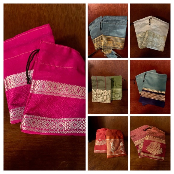 Jewelry Storage Gift Bags Drawstring Pouches Set of 14 (7 Matching Pairs) - Picture 1 of 8